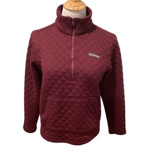 Columbia Womens Quilted Quarter Zip Pullover Maroon Burgundy Small Jacket S